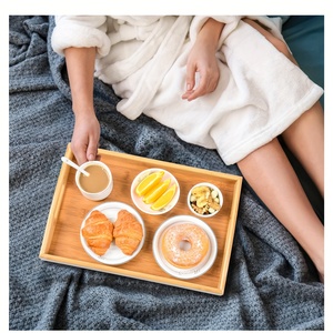 Plateau de service Amboo en provenance des États-Unis, plateau de cuisine <span class=keywords><strong>pour</strong></span> aliments avec poignées, plateaux de service, idéal <span class=keywords><strong>pour</strong></span> les dîners, les fêtes, la table - Product Image 3