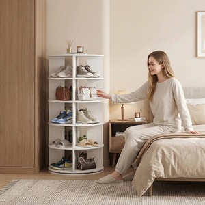 <b>Rotating</b> <b>Shoe</b> <b>Rack</b> 7 Tier White Revolving Storage For Entryway Bedroom Closet - Product Image 2