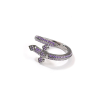UWIN Bague Épée de la Justice Hip Hop, Nouvelle Bague Designer Noire et Violette avec Zircon Cubique pour Femme et Homme, Bijoux de Rappeur