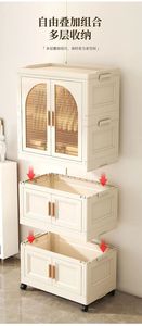 Zwei Türen offen Klar <span class=keywords><strong>4</strong></span> Ebenen Plastiks pielzeug Baby kleidung Organizer Schubladen schrank für Kleidung für Kinder - Product Image 6