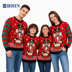 <span class=keywords><strong>Su</strong></span>éter Navideño Familiar a Juego con Patrón de Soldado Cascanueces y Tambor, Conjunto de Punto para Él, Ella y Niños para Fiestas Navideñas - Product Image 1