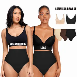 Hexin Top vente ensemble de soutien-gorge sans couture coupe profonde soutien-gorge à couverture complète cache le dos lifting des seins des graisses grande taille ensembles de soutien-gorge et culottes de sport