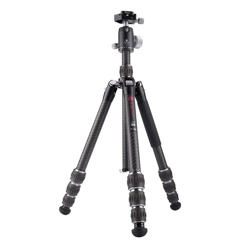 SJiefoto Tripod TC-254 serat karbon, dudukan Tripod profesional bepergian untuk kamera