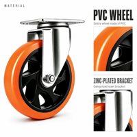 Plaque supérieure pour roulettes pivotantes de 4 pouces avec frein, rotation à 360 degrés, roue silencieuse et solide en PVC et acier pour établi et chariot