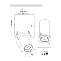 Spots LED encastrés réglables en aluminium avec CRI élevé, culot GU10, dimmables, indice de protection IP20, pour les intérieurs modernes de maisons et de bureaux