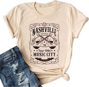 Nashville Women's 100% Cotton T-Shirt Music City Guitar Graphic Print Oversized Casual Fit 220 Gram Knitted Fabric Shirt - Product Image 6