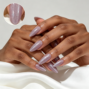 Faux Ongles à Presser en Gros, Lavande Scintillante, Forme Amande, Effet Chatoyant Fin, Ongles Artificiels, Logo Personnalisé, Réutilisables - Product Image 4
