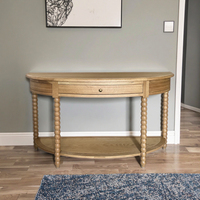 Canette de meubles de luxe HL601-140 Antique 'courbé en bois de chêne massif couloir entrée salon demi-lune Tables console rondes