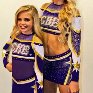 Free Design Youth Cheer Uniform Team Crop Top Skirt Outfits Wholesale Custom Children Adult Sublimation Cheerleading Costumes