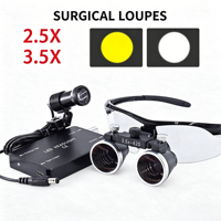 Professional Dental Loupes 2.5X 3.5X Rechargeable LED Surgical Magnifier Glasses Black Silver for Clinic Oral Surgery