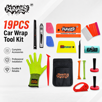 Kit d'outils professionnels KUNAISI 19 pièces pour l'installation de film vinyle et de teinte sur vitres de voiture, avec raclette, cutter, gants et sac à outils, modèle CN