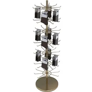 40*160/180 cm All Metal Turning Keyring Display Stand With Hooks, Retail Shops Accessories Socks Rotating Display Rack