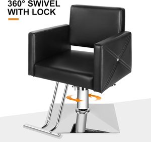 Sillón de Peluquería Hidráulico Negro, Elegante y Cómodo, de Cuero Suave para Estilistas y <span class=keywords><strong>Barber</strong></span>ías - Product Image 2