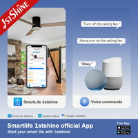 Ventilateur de plafond intelligent 1stshine moderne, dimmable, durable, de qualité supérieure, avec éclairage, compatible TUYA Wifi, pour intérieur et extérieur, puissant flux d'air, contrôle via application mobile