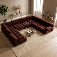 Canapé sectionnel en U moderne pour salon, rembourré et surdimensionné, avec cadre en bois massif, style luxe léger