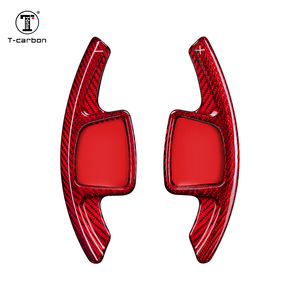 Volant en fibre de carbone avec palettes de changement de vitesse en carbone forgé, type adhésif, compatible avec <span class=keywords><strong>Audi</strong></span> A4 A6 A7 B9 de 2020, palettes de changement de vitesse T-carbon - Product Image 4