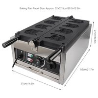 Gaufrier commercial antiadhésif à 4 moules, forme amusante de bouledogue, chauffage double face, machine à gaufres électrique pour restaurant, fête