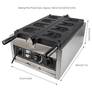 Gaufrier commercial antiadhésif à 4 moules, forme amusante de bouledogue, chauffage double face, machine à gaufres électrique pour restaurant, fête - Product Image 4