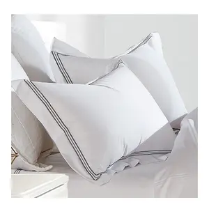 Hilton Hotels gestreiften Kissen bezug Fundas de Almohadas weiße Leinen Kissen bezüge benutzer definierte Sublimation Luxus Satin Kissen bezug