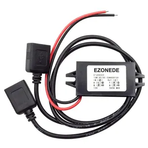 DC-DC ממיר DC 12V כדי 5V 3A Dual USB מטען לרכב סירת אופנוע כפולה USB מטען חשמל מתאם אספקת רכב עמיד למים