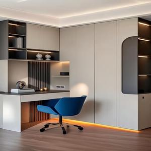 Unité de bureau intégrée avec armoire et bureau réglable pour la chambre principale familiale, espace de repos et d'étude quotidien - Product Image 1