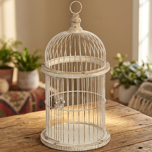 Cage à oiseaux en fer de style antique à motif animalier - Product Image 3