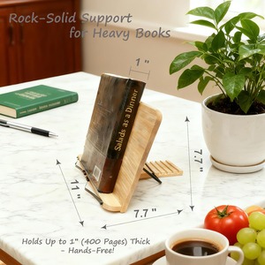 Supporto per Libri in Bambù Regolabile, Porta Libri Pieghevole, Supporto per Documenti da Scrivania per Cucina e Ufficio - Product Image 5