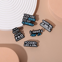 Código como una chica programador código letra Metal broche computadora IT programación bolsa recuerdo alfabeto esmalte suave solapa Pin