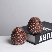 Encantador Tarro de Cerámica para Velas con Diseño 3D de Piña en Relieve, Portavelas Vacío Marrón Mate para Cera de Soja DIY, Decoración Otoño Navidad Hogar