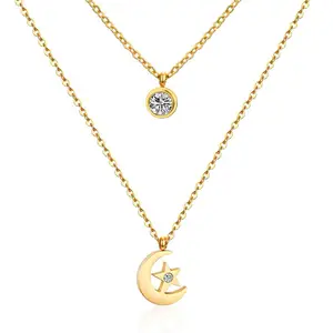 Gioielli personalizzati collana con Design a forma di luna e stella collana con luna stella In collana di zirconi regalo squisito