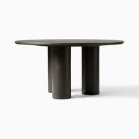 Meubles de style bois rond noir, table à manger en chêne massif avec 6 chaises en bois pour salle à manger