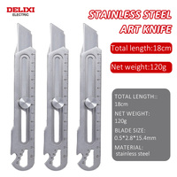 Couteau utilitaire de qualité industrielle AIRAJ DHGD18MM, lame en acier à haute teneur en carbone, manche en acier inoxydable, lame coulissante, lame fixe interchangeable