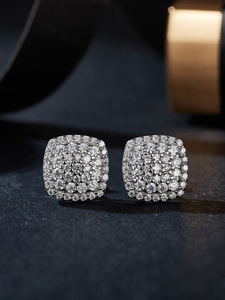 أقراط مربعة عصرية للبيع بالجملة بتصميم جديد من الفضة الإسترلينية S925 جوهرة مويسانيت فاخرة للنساء أقراط مرصعة - Product Image 5