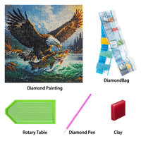 Peinture diamant 5D en résine entièrement peinte à la main, motif Aigle en vol, écologique, pour décoration intérieure de salon