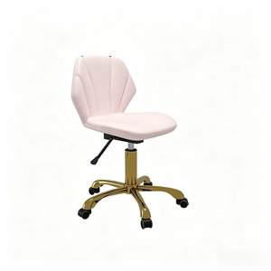 Magnifique fauteuil de coiffure en cuir rose avec base dorée, fauteuil de barbier professionnel à vendre - Product Image 5