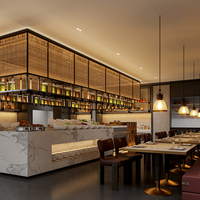 Ensemble de mobilier pour pizzeria et café : banquette en tissu, canapé, tables carrées en bois et chaises pour projets de restauration