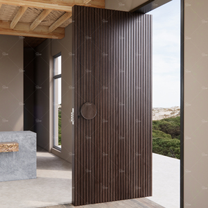 Yohome Chất lượng cao bên ngoài hiện đại dọc ván thiết kế gỗ rắn pivot cửa gỗ cửa trước để nhà riêng - Product Image 5