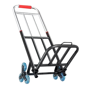 स्टेनलेस स्टील तह पोर्टेबल ट्रॉली खरीदारी किराने की दुकान ट्रॉली हल्के पोर्टेबल सामान सीढ़ी परिवहन गाड़ी - Product Image 5