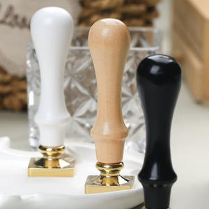 Manija de madera para sellos de cera, color blanco natural y negro, para manualidades de sellado - Product Image 5