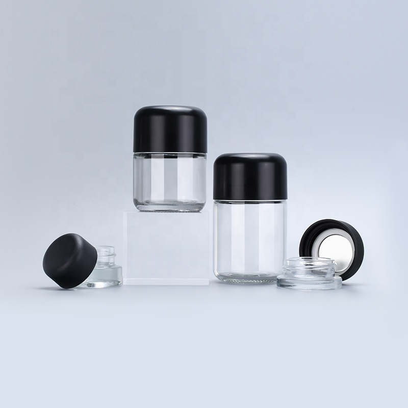 CRC child resistant 3ml 5ml 7ml 10ml empty CBD flower eye cream clear glass jar with smell proof lid