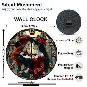 Round Wooden Wall <b>Clock</b> 25x25Cm Matte Finish Silent Non Ticking For Home Bedroom Living Room Decor - Product Image 3