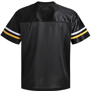 Camiseta Deportiva de Fútbol Americano Rosa con Malla, Unisex, Transpirable, Cuello en V, Manga Corta y Rayas - Product Image 3