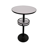 Table de bar à cocktails avec étagère à bouteilles, garde-corps de sécurité, plateau rond bicolore, base sur piédestal, pour mariage, banquet, salon, événement