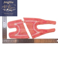 Applique en dentelle crochetée brodée 3D florale rose pour empeigne de chaussure, 100% polyester, 5''+, pour la couture et la décoration de vêtements