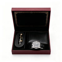 Caja de Regalo Personalizada con Tapa Abatible para Hombre - Caja de Regalo de Cartón Rígido para Reloj, Cartera y Cinturón, Juego de Regalo 3 en 1