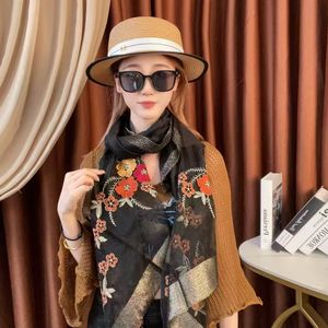 2025 Damen Eleganter Ganzjahres-Langs chal Frühling Herbst Nagel perle Seide Begonia Blumen stickerei Sommer Traditionelle Schals - Product Image 4