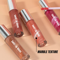 Gloss à lèvres végétalien brillant personnalisé avec logo, hydratant, effet marbré, pour marque privée