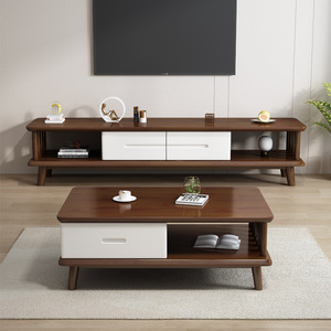 Nordic Modern Minimalist Solid Wood TV Cabinet <b>Coffee</b> <b>Table</b> Living Room Furniture Set Natural Color LOP0308 - Product Image 3