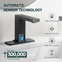 Robinet de lavabo automatique infrarouge noir de haute qualité HLK avec cartouche céramique, montage monotrou pour hôtels et hôpitaux