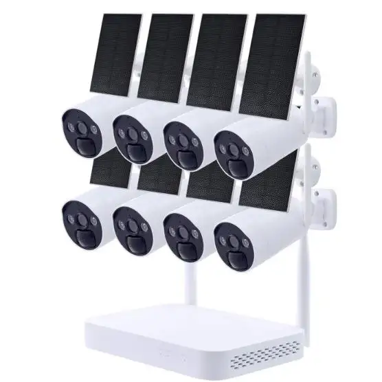 JideTech 4MP sistema di telecamere di sicurezza solare telecamera di rete di rilevamento del movimento esterno Wireless 8CH con rilevamento del movimento